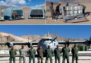 Indian Army and Indian Air Force successfully execute first Aarogya Maitri Health Cube paradrop at 15,000-feet altitude