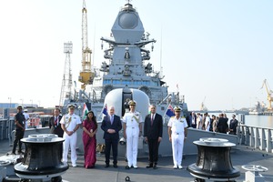 New Zealand PM Christopher Luxon, his Navy chief RAdm Garin Golding visit INS Surat in Mumbai